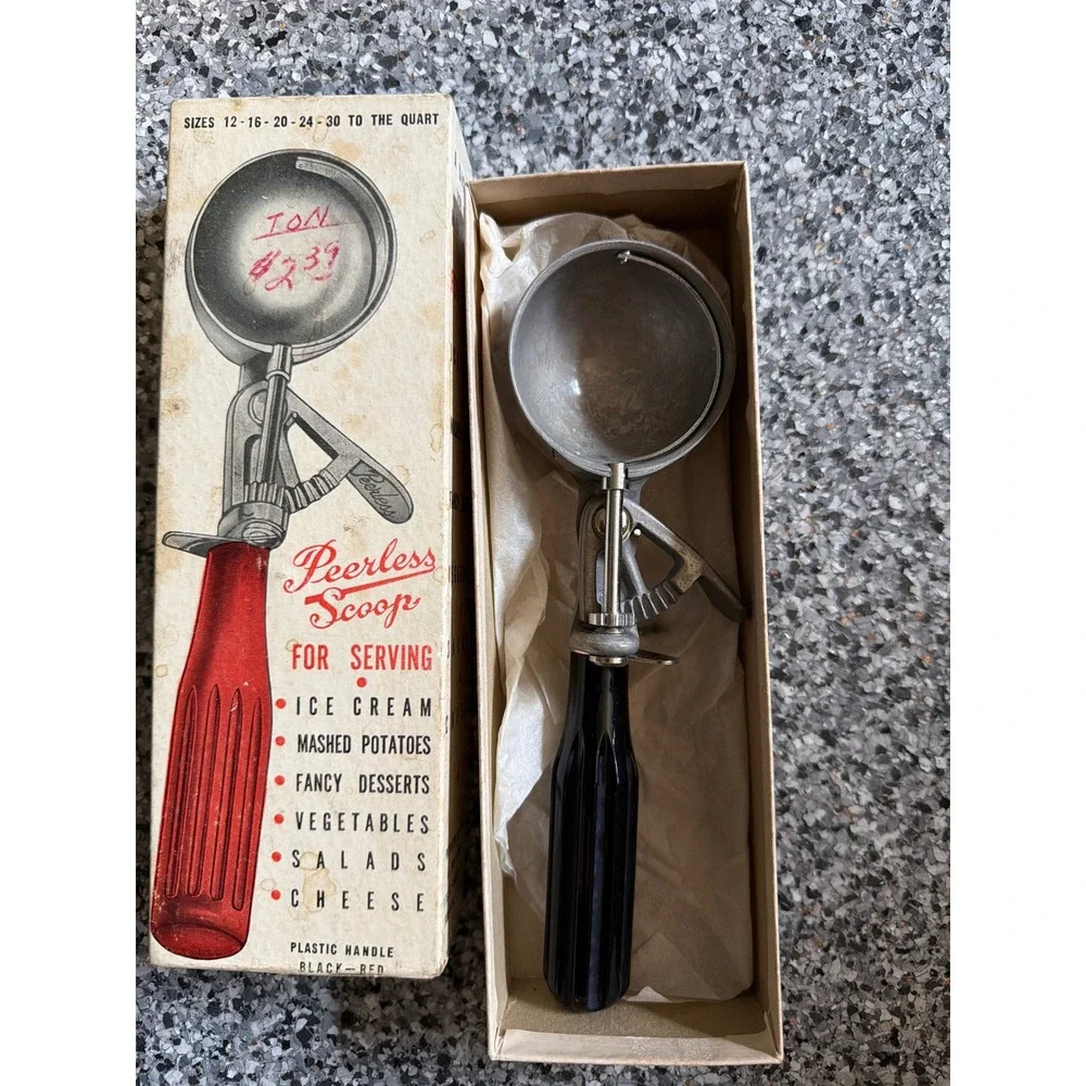Vintage Peerless Scoop Model 601 Black Handle Ice Cream Disher Brooklyn NY Box